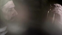 Nostradamus examines and shakes a jar of powder. Stock Footage