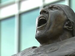 Ray Lewis statue outside M&T Bank NFL stadium News Clip
