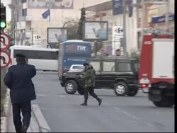 APTN clean cover of bus hostage crisis in Athens News Clip