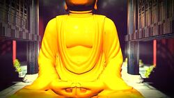 The Golden Buddha statue in a shrine Stock Footage