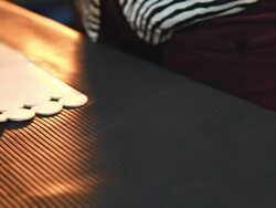 HD Dolly:Hand sewing fabric Stock Footage