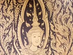 CU View of wall painting / Gaya, Bihar, India Stock Footage