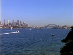 WA Sydney Harbour, skyline and Sydney Harbour Bridge, Sydney , Australia Stock Footage