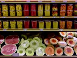 MS Shot of vegetable stand / Los Angeles, California, United States Stock Footage