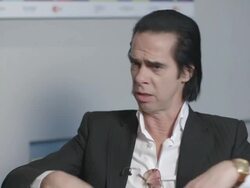 INTERVIEW - Nick Cave on filming on location, the audience reactions, seeing himself on screen at '20,000 Days on Earth' Interview Stock Footage