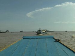 Moving Shot Boat Passing Tonlesap Lake Siem Reap Cambodia Stock Footage