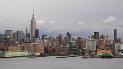 Manhattan, view of Midtown Manhattan across the Hudson River, New York, United States of America Stock Footage