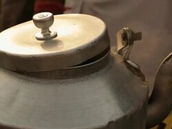 Close-up of a hot tea pot, Haridwar, Uttarakhand, India Stock Footage