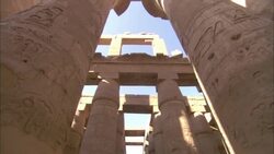 Shadows fall across the columns of Karnak Temple in Egypt. Stock Footage