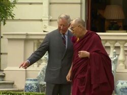 Dalai Lama Walks with Charles & Camilla News Clip