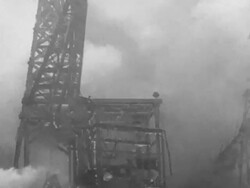 Electrical plant burns in Massachusetts Stock Footage