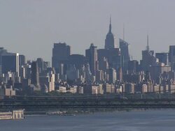 The George Washington Bridge and the NYC Skyline Stock Footage