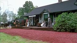 Entrance to a train station, small town America, 1908 - reenactment Stock Footage