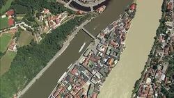 Passau - Aerial View - Bavaria,  Lower Bavaria,  Kreisfreie Stadt Passau helicopter filming,  aerial video,  cineflex,  establishing shot,  Germany Stock Footage