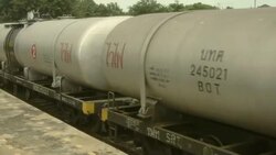 Freight Train Oil Tankers Cars. Stock Footage