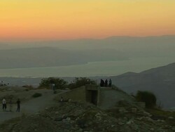 Pan Left Shot Sunset Irbid Jordan Stock Footage