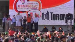 Toronto PanAm Games: Torch Relay Ceremony in Nathan Phillips Square Stock Footage