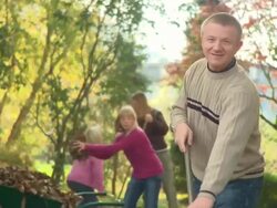 Raking Leaves Stock Footage