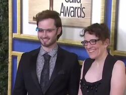 Brad Bell and Jane Espenson at 2014 Writers Guild Awards - Arrivals Stock Footage