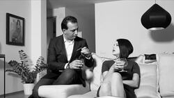 man presents a car to his wife for valentine's day Stock Footage