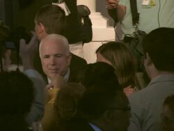 2008 HA MS PAN US Senator John McCain walking through crowd of supporters at League of United Latin American Citizens (LULAC) convention at during campaign for Republican Party nomination for President on July 8, 2008 / Washington DC, USA / AUDIO Stock Footage