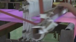 Weaving on loom Stock Footage