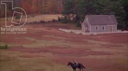 Man on horseback riding through the countryside, 1908 - reenactment. Clip 4 Stock Footage