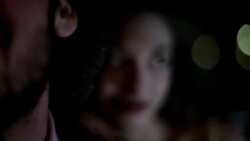 Glamorous woman leaning on man gazes into camera at awards show Stock Footage