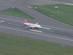 Aerials of Easyjet Plane Taking Off at Gatwick News Clip
