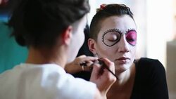 Making of Sugar Skull Mask Stock Footage