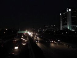 A night-view of the traffic at the National Highway 8 heading towards the national capital of Delhi Stock Footage