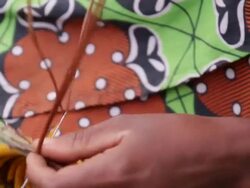CU Shot of woman weaving basket / kigez, kabale, uganda Stock Footage