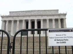 Tourists outside of closed Lincoln Memorial News Clip