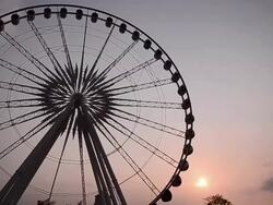 Ferris Wheel At Sunset Stock Footage