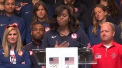 Michelle Obama Appears With US Olympians in NYC News Clip