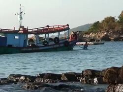Fishing Boat Laying Out Net Stock Footage