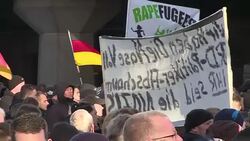 CLEAN : Cologne Face off of far rights activists and counter protesters News Clip