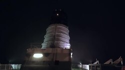Ferry decks during night storm Stock Footage