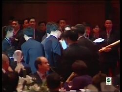 Chinese President Jiang Zemin addresses hundreds of businessmen News Clip