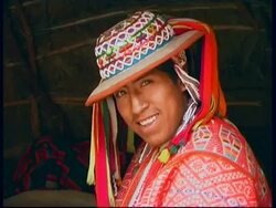 Native South American in traditional clothes, Peru Stock Footage