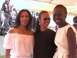 Padma Lakshmi, Zoe Saldana and Alex Wek at The Fifth Annual Veuve Clicquot Polo Classic Stock Footage