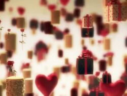 Balloons, Hearts, Candle, Flowers, Gifts Flying. Stock Footage