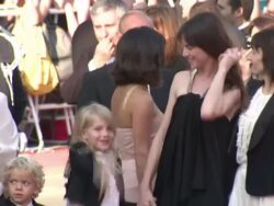 Sue Taylor, Zoe Boe, Director Julie Bertucelli, Gabriel Gotting, Morgana Davies and Charlotte Gainsbourg at the Closing Night/The Tree Red Carpet: Cannes Film Festival 2010 at Cannes . (Footage by WireImage Video/GettyImages) Stock Footage