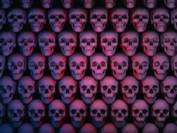 (Loop) Halloween, Wall of Skulls Scrolling Stock Footage