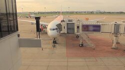 Airport at sunset Stock Footage