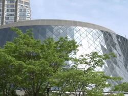 MS PAN Shot of   Roy Thomson Hall / Toronto, Ontario, Canada Stock Footage