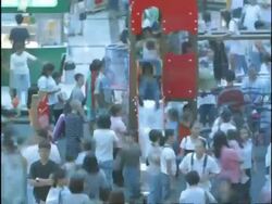 T/L MWA high angle, people moving up and down escalators at busy shopping mall, children playing in play area, makati commercial centre, manila, Philippines Stock Footage