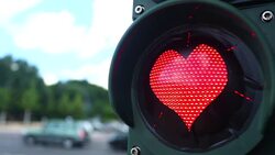 Traffic Light with heart Stock Footage