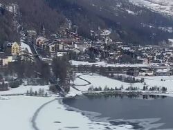 WS AERIAL View of Houses, grand hotels, resorts, under construction building / Switzerland Stock Footage