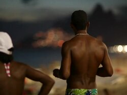 Ipanema Beach, Sundown, People standing Stock Footage